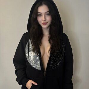 NEW Wednesday Split Window Girls Oversized Medium Hoodie